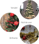 Kit 10 Festão Metalizado 7 Fitas 5cm X 2 Metros Decoração Natalina Enfeite Natal Festa (Vermelho)